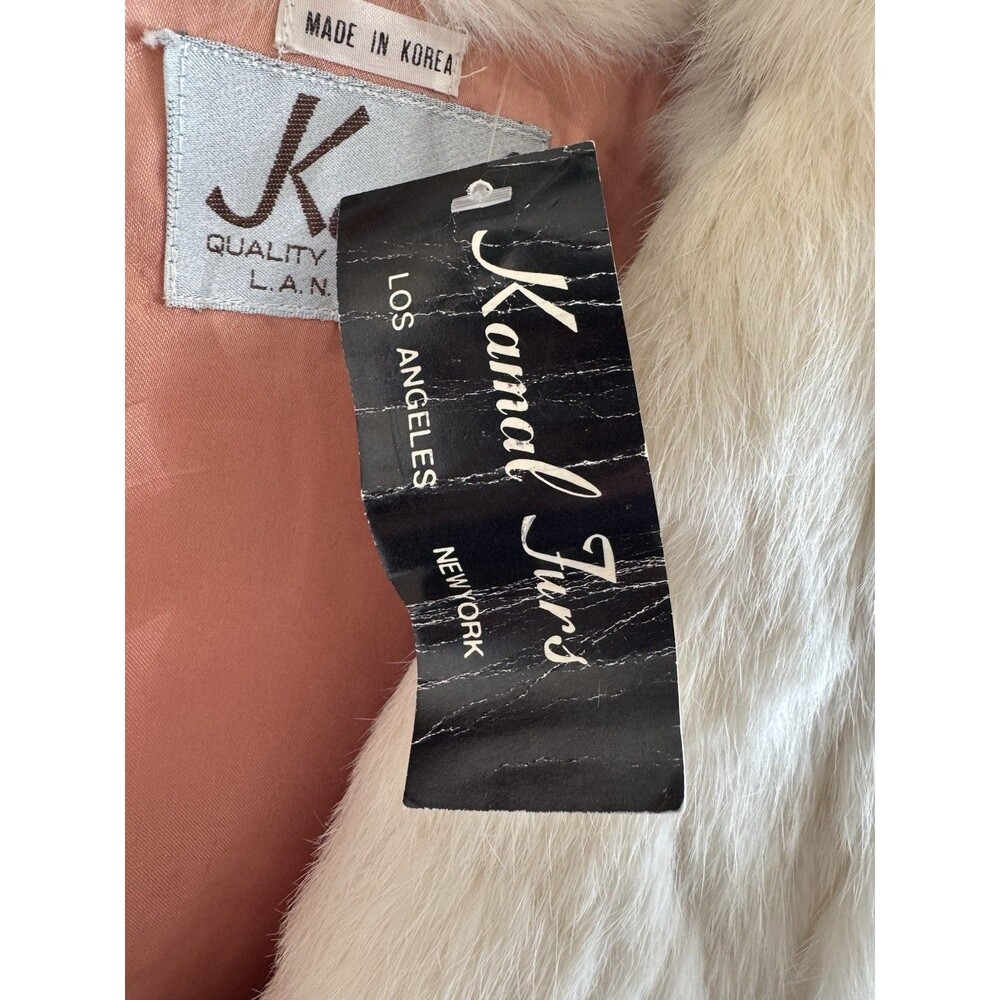 VTG Kamal Furs NWT Fluffy White Rabbit Fur Jacket Satin Lined Pockets Size L - Picture 7 of 13